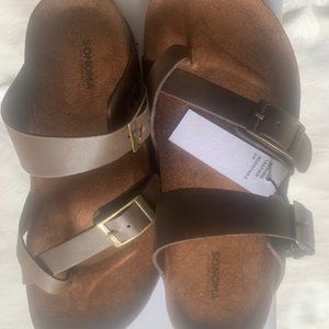 NIB, Brown Leather Sandals, Size 6